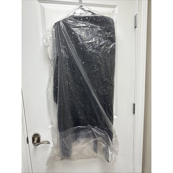 Mac Duggal Size Small 94044 Black Cape Back Fringe Beaded Robe Cocktail Dress - Picture 8 of 8